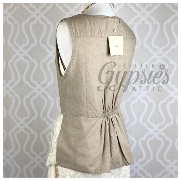 A’reve Peplum Lace Layered Tunic Vest Style Top - Picture 4 of 14